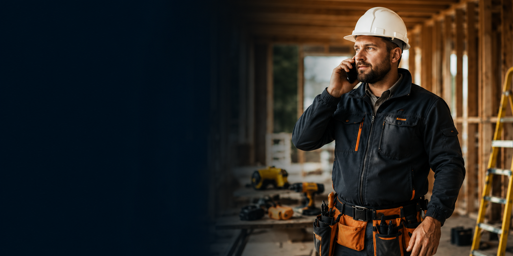Contractor on phone with Marvic AI on a jobsite